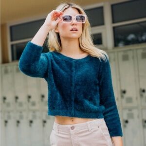 Plush emerald green shrunken Volcom cardi